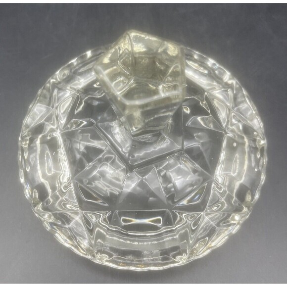 VTG Czech Clear Glass/Crystal Candy Dish W/ Lid 7” - Picture 6 of 7